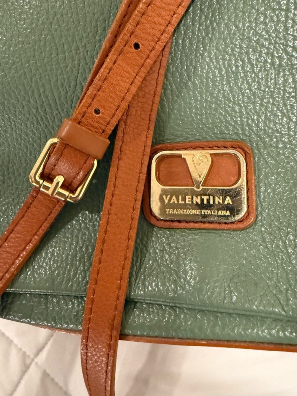Valentina Green Pebble Leather Crossbody - Picture 13 of 16